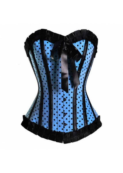 LILY TURQUOISE SATIN ON BLK POLKA DOT